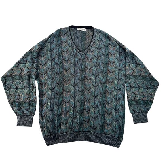 VTG St. Croix Mens Crosby textured multi color Sweater 90s sz L - Picture 1 of 7